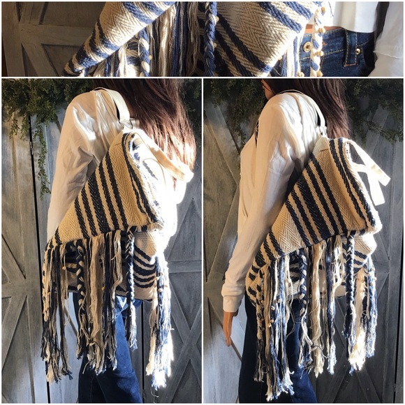 American & Beyond Handbags - Boho Gypsy Fringe Backpack Hobo Bag